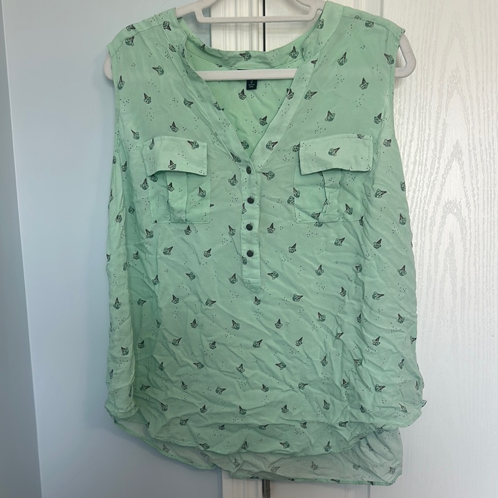 Torrid Green Sleeveless Polo Blouse Relaxed Fit